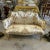 Stunning details. The sofa comes with 2 pillows. Beautiful antique white sofa with gold details. Fully refinished in new...
