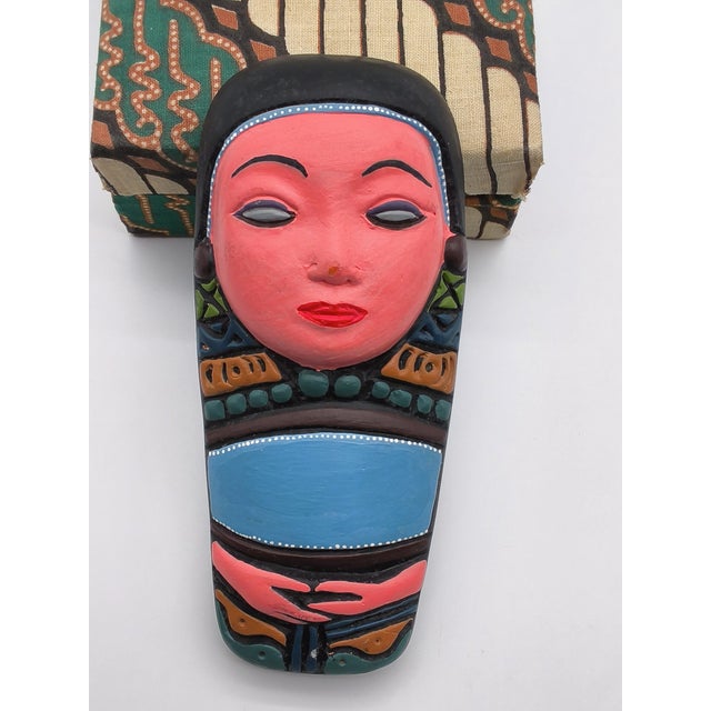 Ceramic Vintage Female Menong Ceramic Mask Wall Art Keepsake For Sale - Image 7 of 9