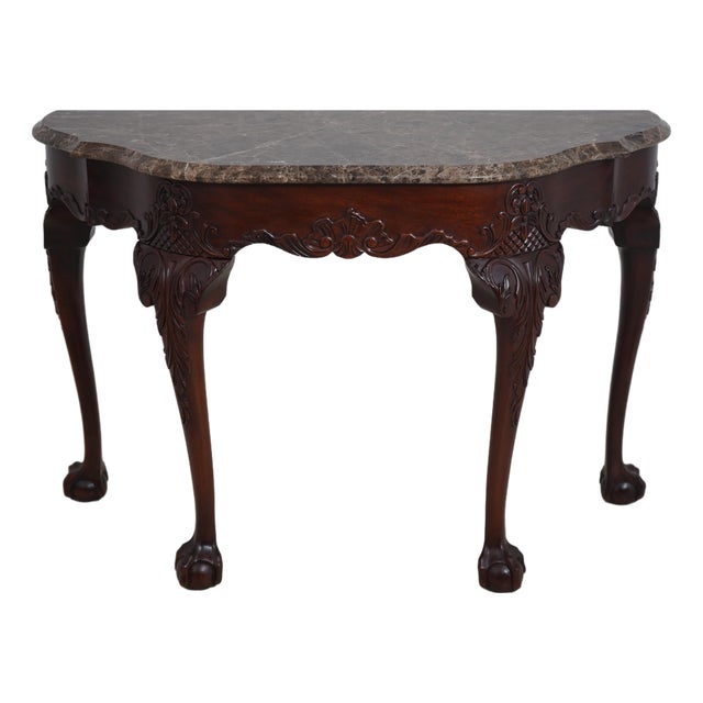 Henkel Harris Claw Foot Mahogany Marble Top Console Table For Sale