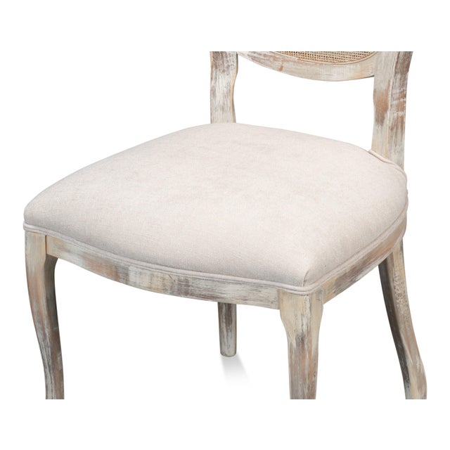 Cane Back Dining Chairs in Gray Oak with Taupe Seats, Sets of 2 For Sale In Raleigh - Image 6 of 11
