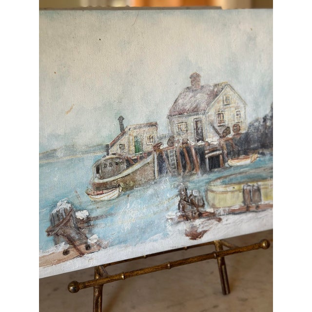 Coastal Vintage Coastal Oil on Board Painting For Sale - Image 3 of 8