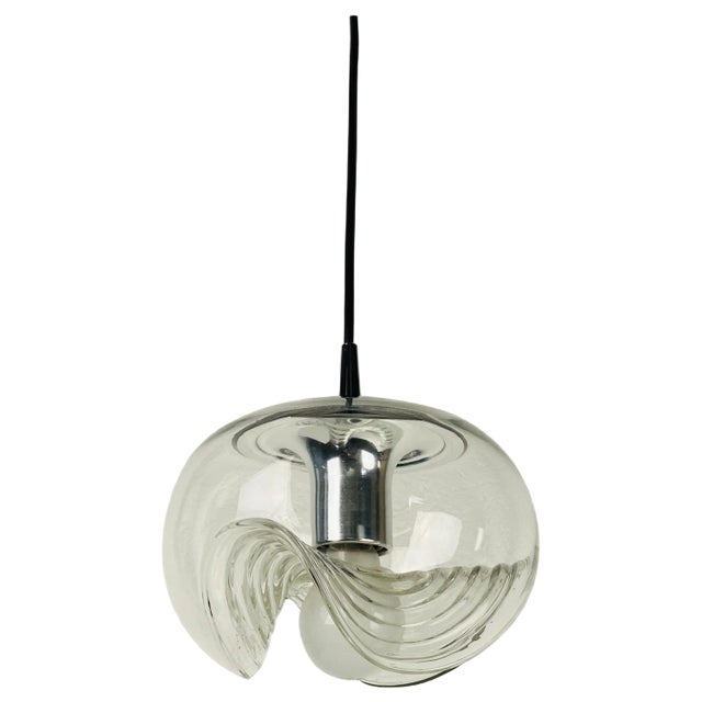 Transparent Glass Pendant Lamp by Koch & Lowy for Peill and Putzler, 1960s For Sale