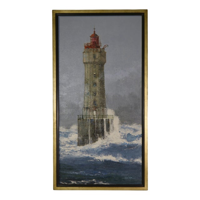 Julian Taylor, The Lighthouse of La Jument, 1990s, Canvas & Paint, Framed For Sale