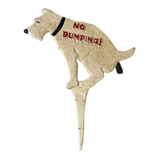 Vintage No Dumping Dog Poop Yard Sign 12.25" H For Sale