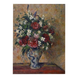 Vintage French Impressionist Art Print – Red Peonies by Pissarro, 18" X 24" For Sale