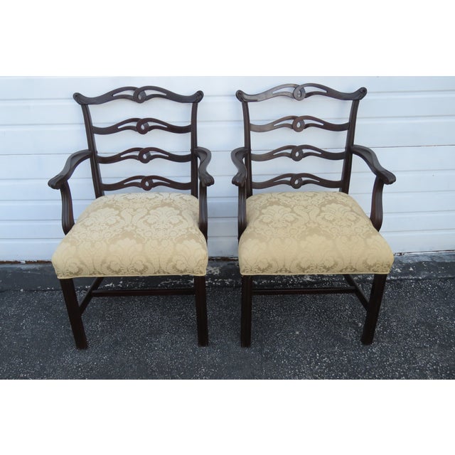 Solid Mahogany Large Wide Set of Six Dining Chairs Chairish