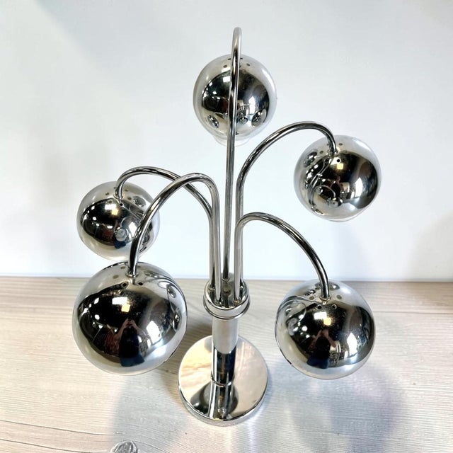 1970s Robert Sonneman Style Chrome Atomic Waterfall Table Lamp For Sale - Image 5 of 9