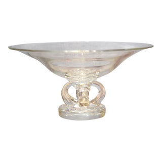 1950s #7884 Steuben Scrolled Footed Tazza Pedestal Glass Bowl Mid Century Modern For Sale