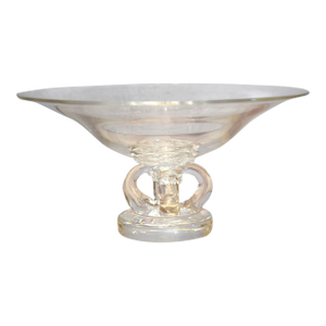 1950s #7884 Steuben Scrolled Footed Tazza Pedestal Glass Bowl Mid Century Modern