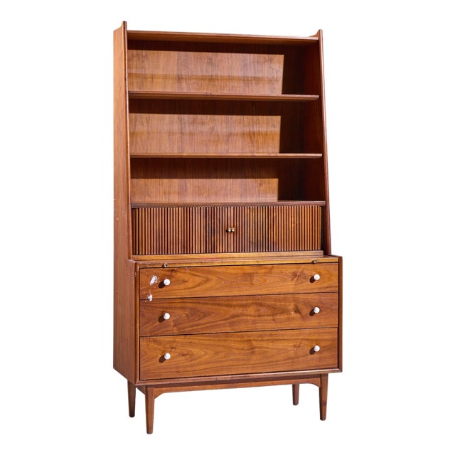 Kipp Stewart for Drexel Declaration Mid Century Walnut Secretary Desk For Sale
