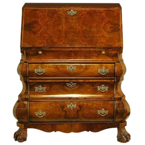 Dutch Rococo Style Bombe Burled Walnut Secretaire