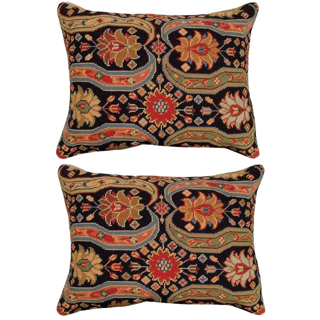 Aztec Upscale Needlepoint Pillows A Pair Chairish