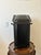 Early 20th century farmhouse black tin fireplace coal scuttle/ hearth-ware bucket/bin. Rectangular form with slanted lid....