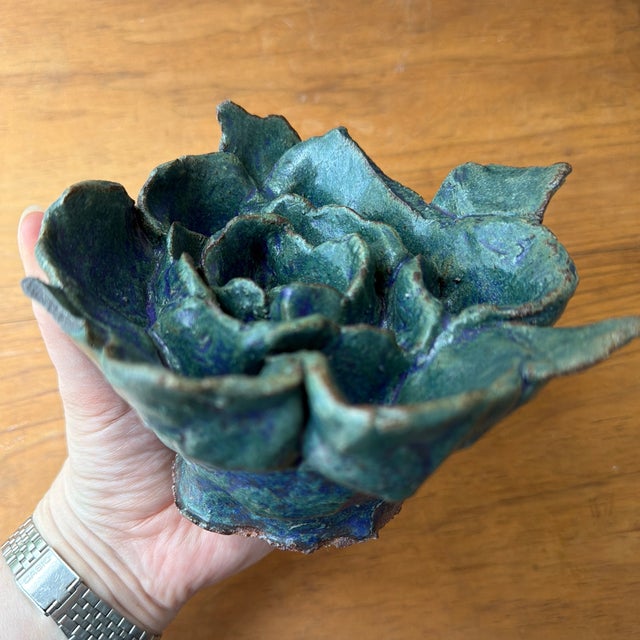 2000 - 2009 Hand Built Ceramic Cabbage Flower For Sale - Image 5 of 7