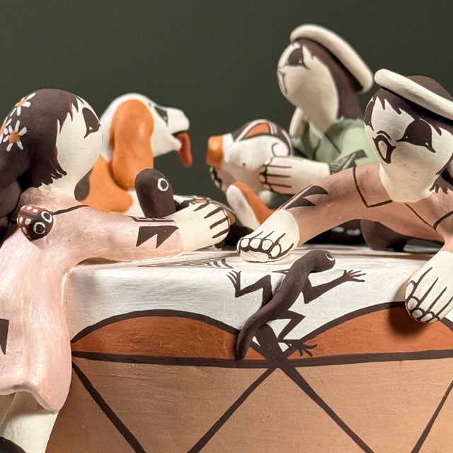 Marilyn Ray Acoma Native Friendship Polychrome Ceramic Sculpture, Signed (2008) For Sale - Image 10 of 12