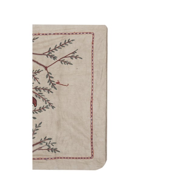 Mid-Century Modern Silk Suzani Hawk Tapestry on the Branch For Sale - Image 3 of 12