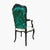 High– back French style open-arm chair with intricate floral carved details, midnight black finish. Luxurious faux mink...