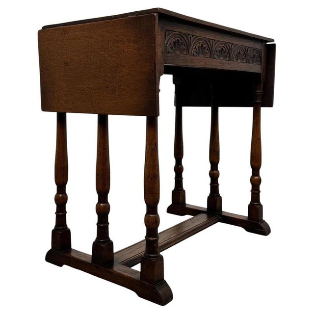 20th Century English Oak Drop-Leaf Side Table For Sale - Image 10 of 15