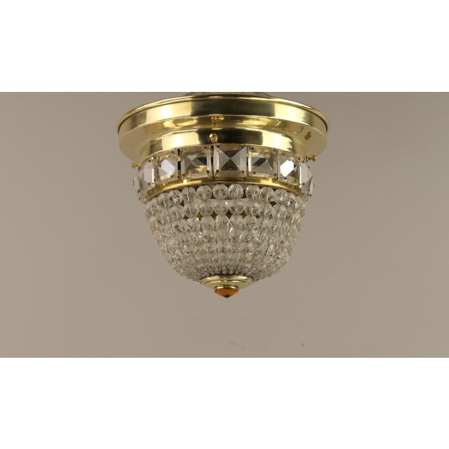 Art Deco Brass Ceiling Light with Faceted Crystal Glass Beads, Austria, 1920s For Sale - Image 9 of 9