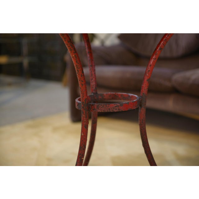 Patinated Bistro Table with Oak Top, 1950s For Sale - Image 4 of 10