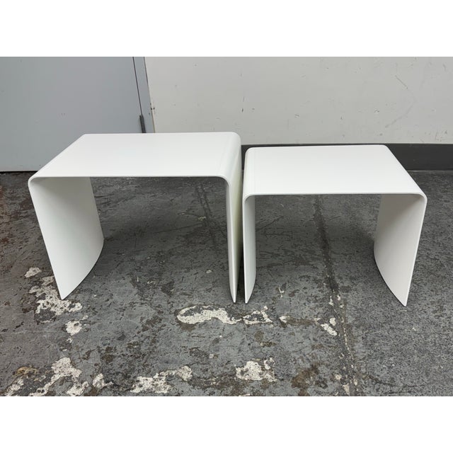 Plastic Scandinavian Designs Two Piece White Nesting Table Set, Two Piece For Sale - Image 7 of 12