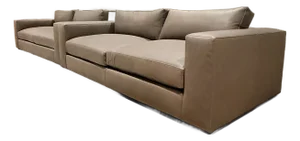 Pair of Crate & Barrel Oceanside 89” Leather Sofas