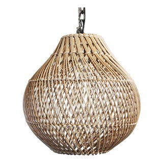 Natural Wicker Coastal Contemporary Bawang Pendant Light Small For Sale
