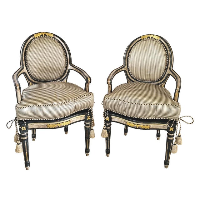 Italian Parcel Gilt Medallion Back Diminutive Chairs, a Pair For Sale - Image 14 of 14