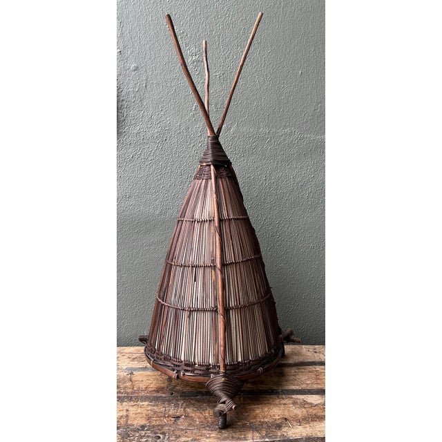 Vintage Japanese Woven Reed Lamp For Sale - Image 12 of 18