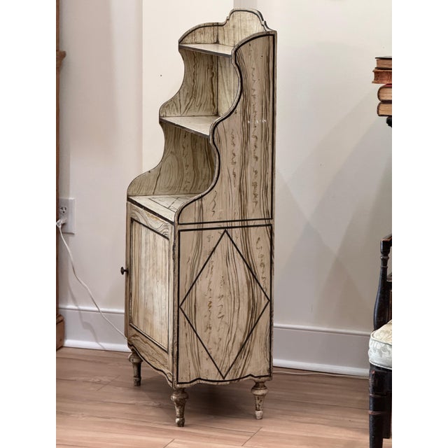 Antique White Diminutive Early 19th Century English Faux Bois Waterfall Bookcase For Sale - Image 8 of 14