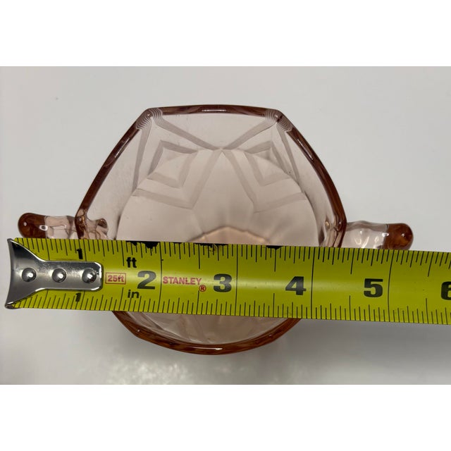 Art Deco Pink Etched Glass Cream and Sugar Set, Cambridge Style, C. 1930s - a Pair For Sale - Image 10 of 10