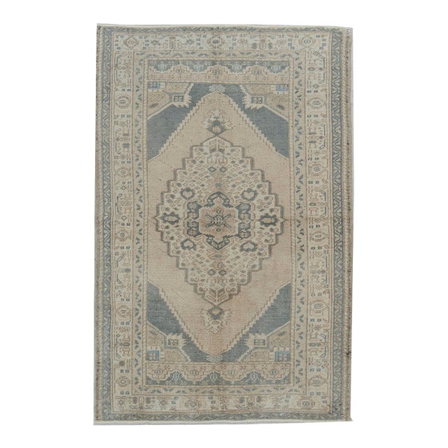 Vintage Subdued Turkish Oushak Rug 3'7 X 5'5 For Sale