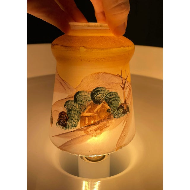 Glass 1930s Arts and Crafts Painted Glass Chandelier or Light Shade For Sale - Image 7 of 7