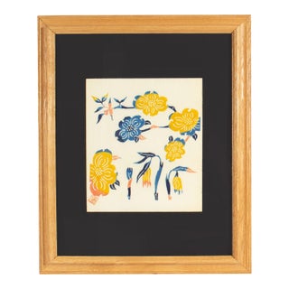Japanese Stencil Dyed Print by Kichiemon Okamura For Sale