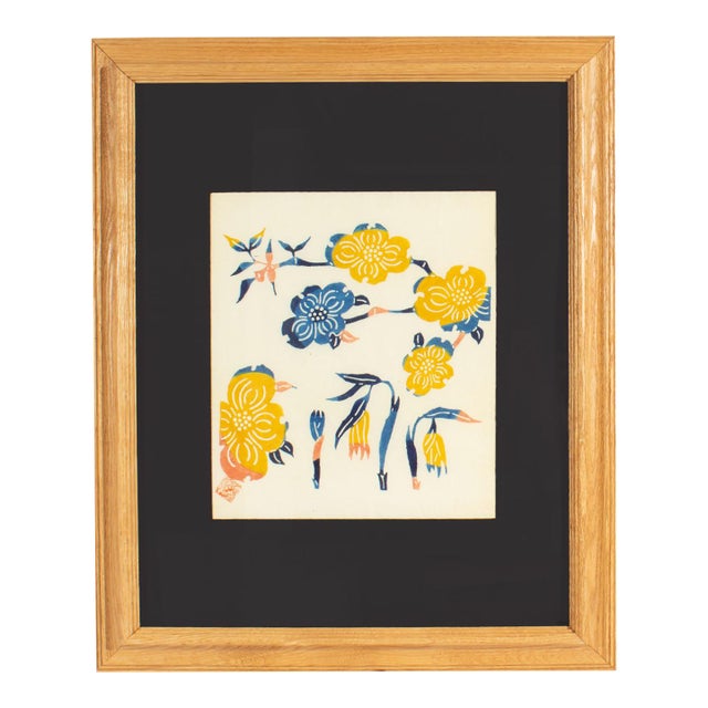Japanese Stencil Dyed Print by Kichiemon Okamura For Sale