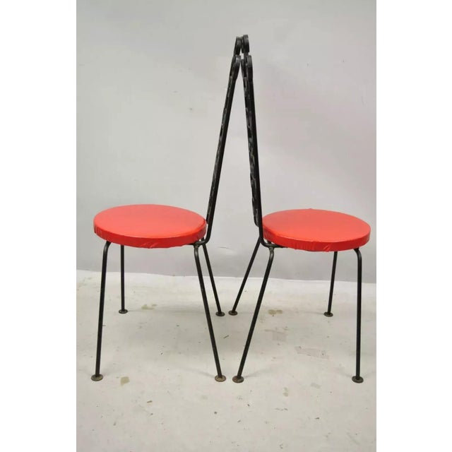 Mid 20th Century Vintage Salterini Style Scrolling Wrought Iron Side Chairs by Tip Top - A Pair For Sale - Image 4 of 9