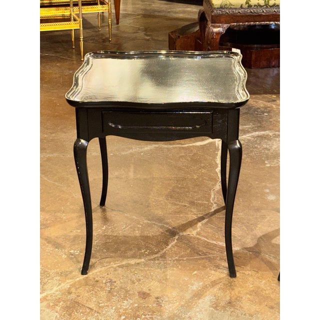 Mid 20th Century Pair of Vintage French Black Oak Side Tables For Sale - Image 5 of 7
