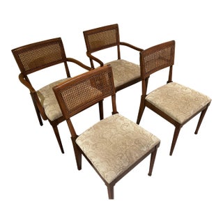 Vintage 1960s MCM Solid Wood Chairs With Cane Backs – Set of 4 (Lot 971) For Sale
