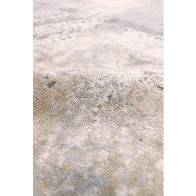 Modern Silk & Wool Ivory Area Rug- 9'11'' X 14' 5'' For Sale - Image 4 of 6