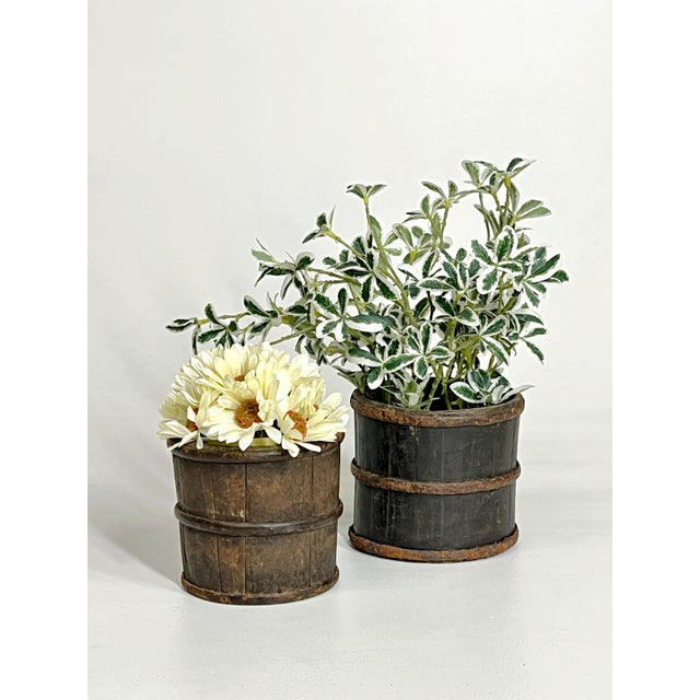 Pair of Rare Mini 19th Century Antique Chinese Wooden Buckets For Sale - Image 9 of 12