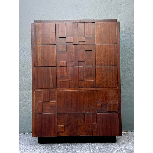 Mid-Century Modern Vintage Lane Brutalist Lane “Staccato” Tall Chest of Drawers For Sale - Image 3 of 12