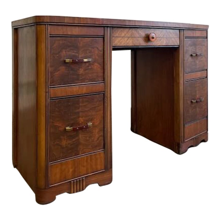 Art Deco Vanity/Desk With Mirror | Chairish