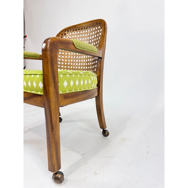 Mid 20th Century Mid 20th Century Set of Four Vintage Caned Back Rolling Armchairs With Upholstered Seats For Sale - Image 5 of 7