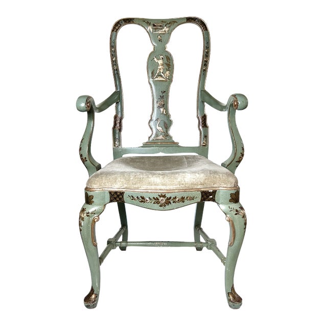 20th Century Cannel & Chaffin Hand Painted Chinoiserie Armchair For Sale