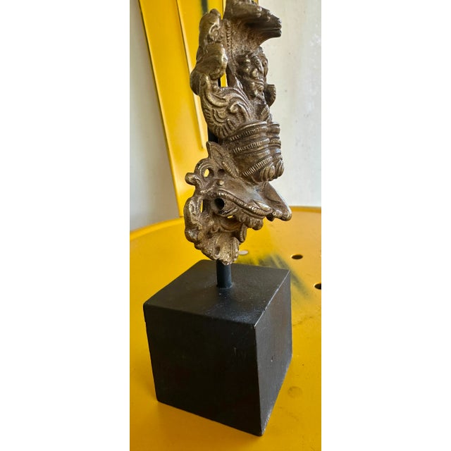 Metal Mid Century Yali Kirtimukha Brass Dragon Face Temple Guardian Ganesha Hindu Metal Antique Indian India For Sale - Image 7 of 12