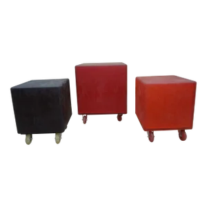 1960s Set of 3 Mid Century Modern Rubber Cube Tables or Ottomans