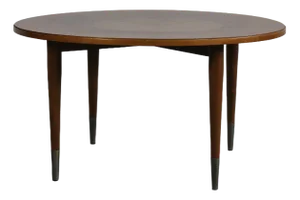 Round Coffee Table in Walnut and Metal attributed to Gio Ponti, Italy, 1950s