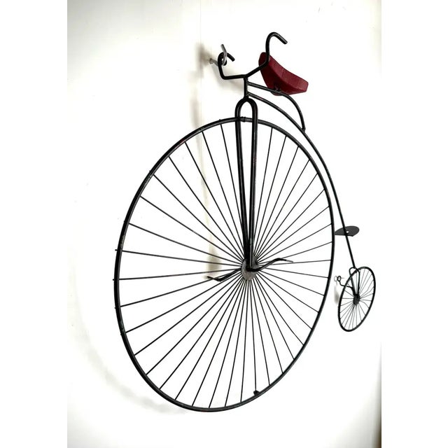 Curtis Jere Curtis Jere High Wheel Bicycle Iron Sculpture & Wall Decor 1960's For Sale - Image 4 of 12
