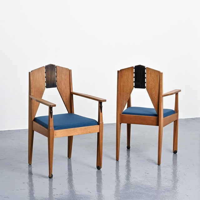 Amsterdamse School Oak Armchairs by J.J. Zijfers, 1928, Set of 2 For Sale - Image 3 of 15