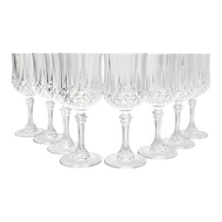 Cristal D’Arques “Longchamp” Set of 8 Crystal Wine Glasses For Sale